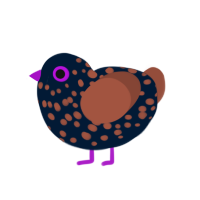 Brass, a tumblr and russet chicken with a speckle pattern