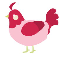 A rose and crimson chicken with a head pattern