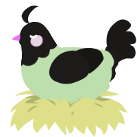 A gluppy and sable chicken with a head pattern