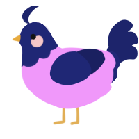 A lavender and navy chicken with a head pattern