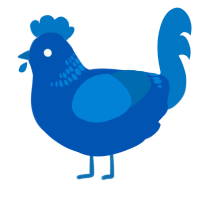 A ultramarine and sapphire chicken with a neck-band pattern