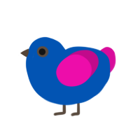 Tv Girl, a ultramarine and fuchsia chicken