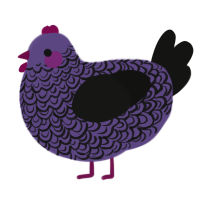 A overcast and black chicken with a double-lace pattern