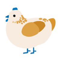 A cream and orange chicken with a neck-speckle pattern