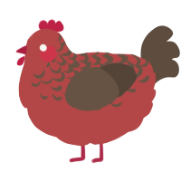 A red and bark chicken with a half-lace pattern