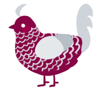 A maroon and mist chicken with a lace pattern