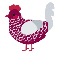 A maroon and mist chicken with a lace pattern