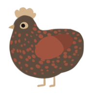 A bark and russet chicken with a speckle pattern