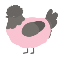 A rose and grey chicken with a head pattern
