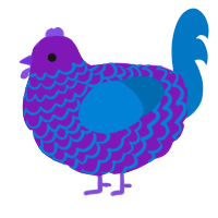 A violet and sapphire chicken with a lace pattern