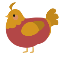 A red and ochre chicken with a head pattern