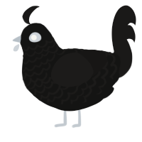 A black and sable chicken with a lace pattern
