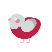 pomegranate, a crimson and silver chicken with a head pattern