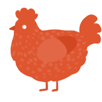 A vermilion chicken with a speckle pattern