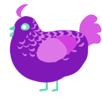 A violet and orchid chicken with a half-lace pattern