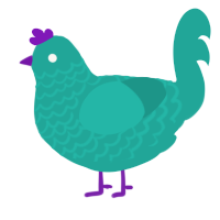 A turquoise chicken with a lace pattern