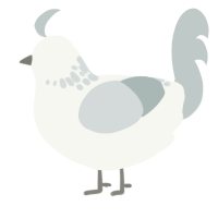 ghost, a white and silver chicken with a neck-speckle pattern