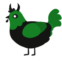 A black and leaf chicken with a head pattern