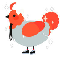 A silver and vermilion chicken with a head pattern