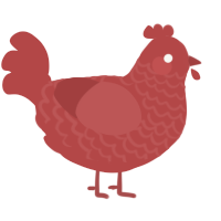 A red chicken with a lace pattern
