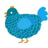 A sea and sky chicken with a lace pattern