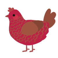 A crimson and russet chicken with a lace pattern