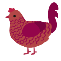 A red and maroon chicken with a lace pattern