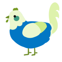 A sapphire and apple chicken with a head pattern