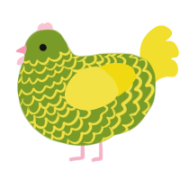 Olive, a chartreuse and yellow chicken with a lace pattern