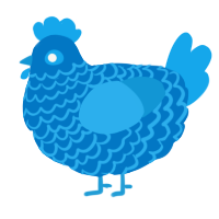 A sapphire and sky chicken with a lace pattern