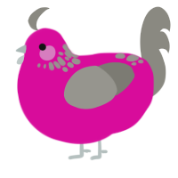 A fuchsia and ash chicken with a neck-speckle pattern