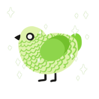 A apple and grass chicken with a lace pattern