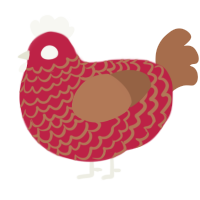 A crimson and brown chicken with a lace pattern