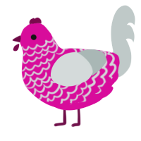 Guilty, a fuchsia and silver chicken with a lace pattern