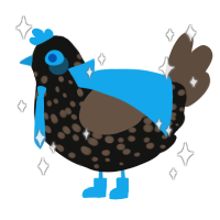 A black and bark chicken with a speckle pattern
