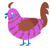 A orchid and russet chicken with a bar pattern