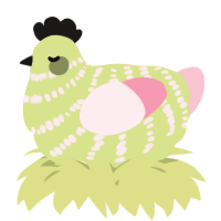 A lemon and rose chicken with a bar pattern