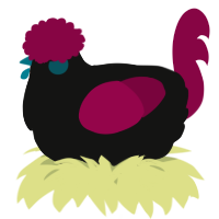 A black and maroon chicken