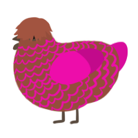 A russet and fuchsia chicken with a lace pattern