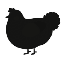 A black chicken with a lace pattern