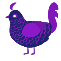 A navy and violet chicken with a lace pattern