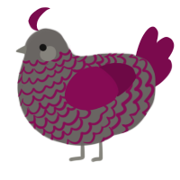 A grey and wine chicken with a lace pattern