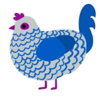 A silver and ultramarine chicken with a lace pattern