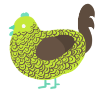 A lime and bark chicken with a double-lace pattern