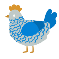 A silver and sapphire chicken with a lace pattern