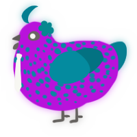 A amethyst and sea chicken with a speckle pattern