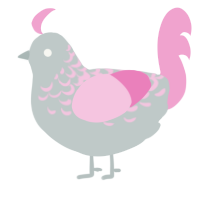 A silver and pink chicken with a half-lace pattern