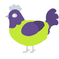 A lime and overcast chicken with a head pattern