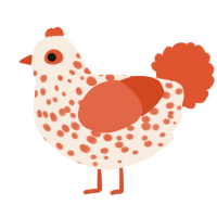A cream and vermilion chicken with a speckle pattern
