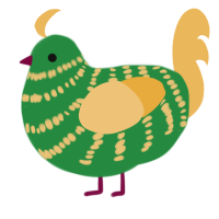 A viridian and honey chicken with a bar pattern